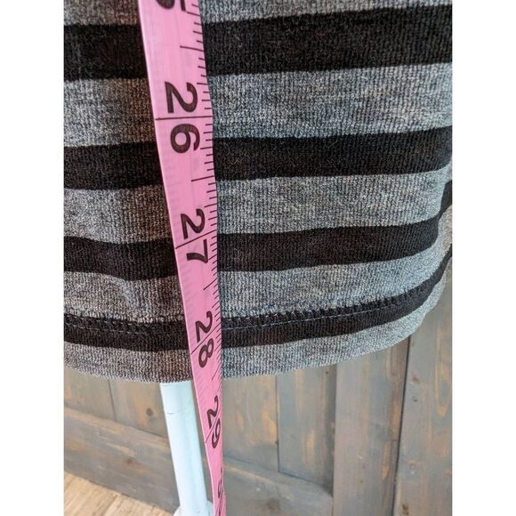 Talbots Pullover Sweatshirt Women's Medium Gray Black Velour Stripe Funnel Neck - Picture 7 of 9